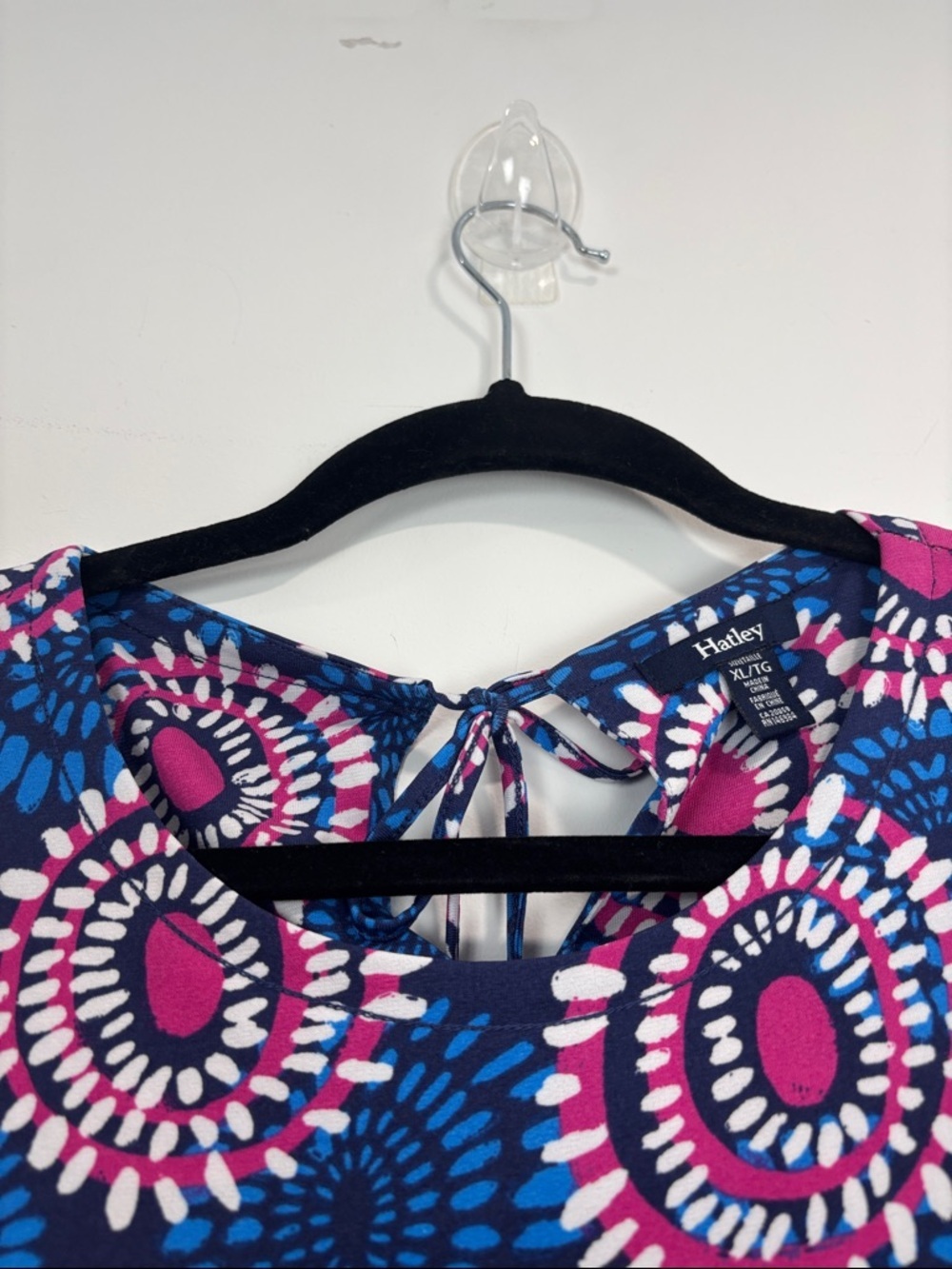 Hatley Blue Pink Geometric Print Sleeveless Dress Size XL Boho Tassel Summer - Picture 3 of 14